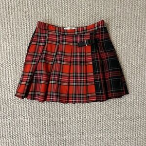 Zara Red and Black Plaid Mini Skirt